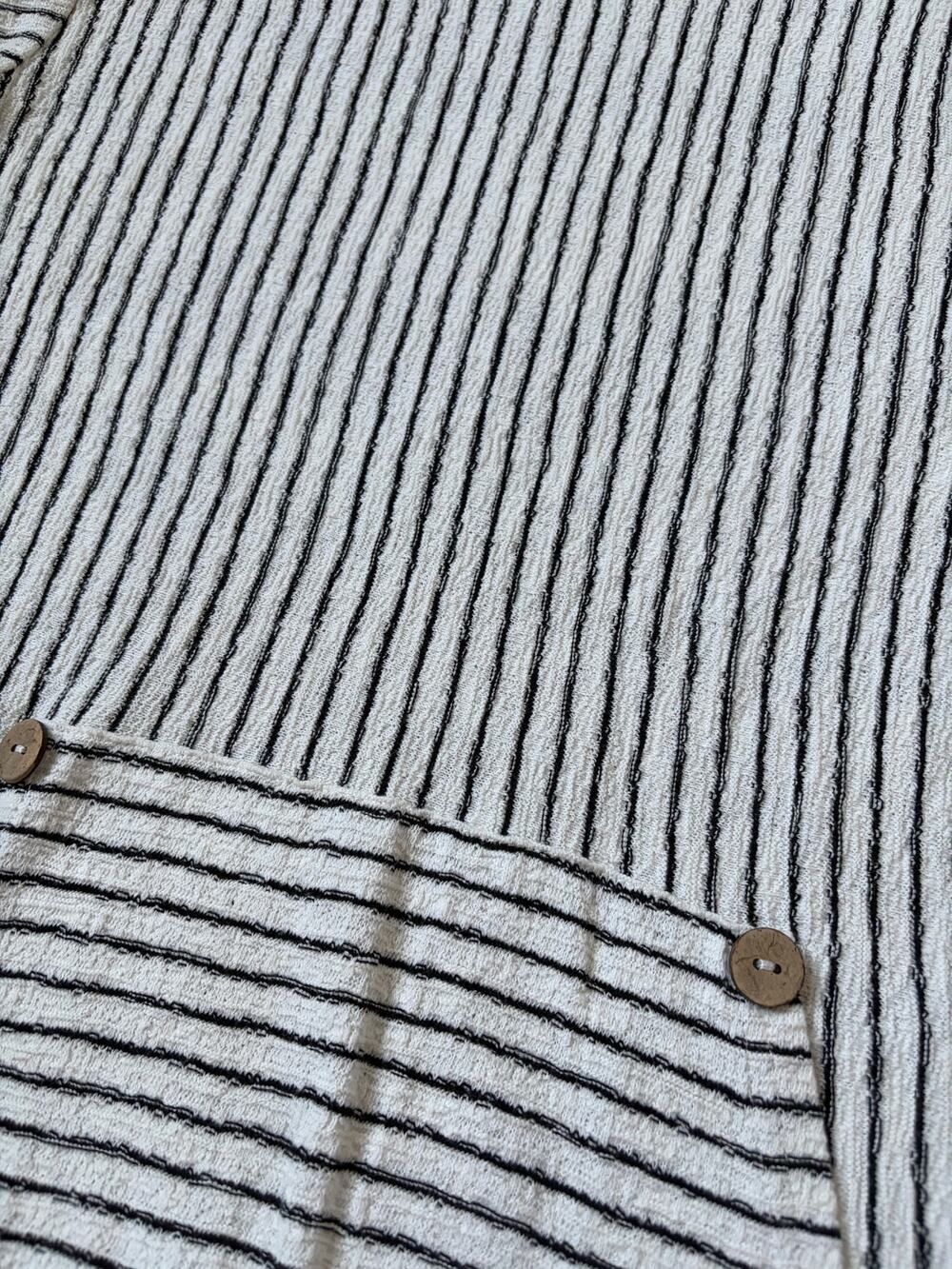 Roolee Black White Striped 3/4 Sleeve Cotton Blend Front Pocket Casual Top Sz XS